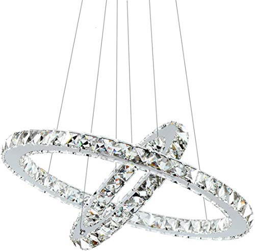 Image of Crystal Glass Ceiling Stainless Steel Chandelier with Glass Bead &Sparkling K9 Crystal Lamp - 6 Yellow Light A10
