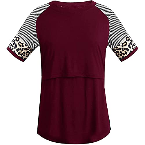 Tariendy Womens Breastfeeding Shirt Maternity Nursing Tops Stripe Patchwork Blouse Pregnancy Tshirt #TOP3