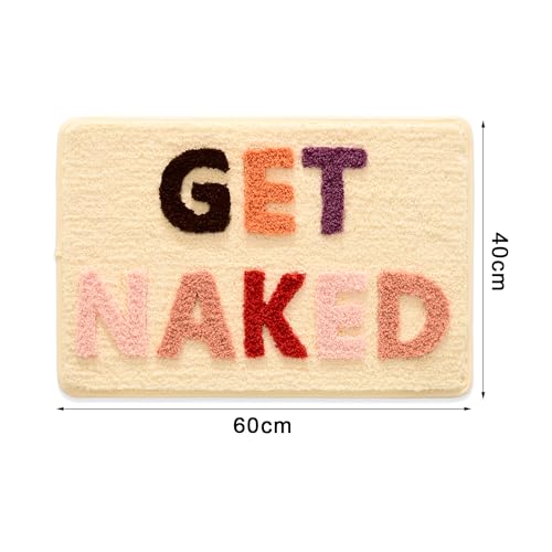 QJHOMO Get Naked Bath Mat Beige - Soft Microfiber, Non Slip Mat, Machine Washable - 40 x 60 cm, Beige Multicolor - Image 2