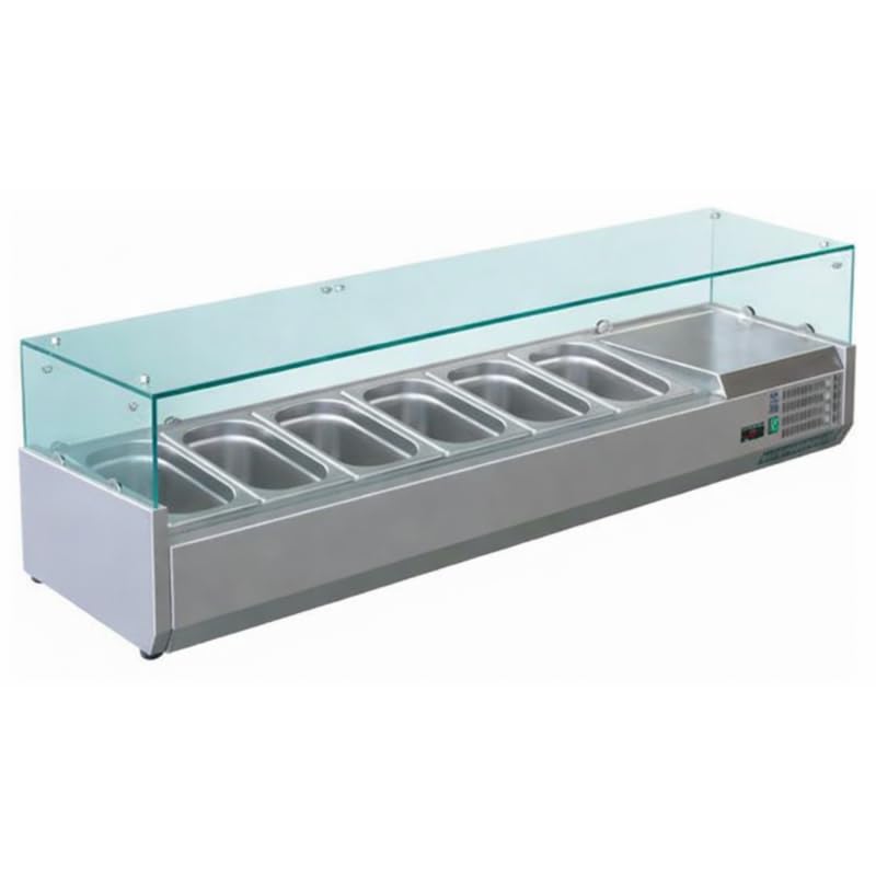 Vetrina Saladette refrigerata con ingredienti 1400 mm - 6 x GN 1/3 - +2°C/+8°C - Inox