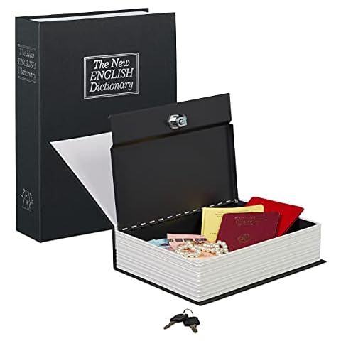 Relaxdays Large Book Safe with Lock Cover