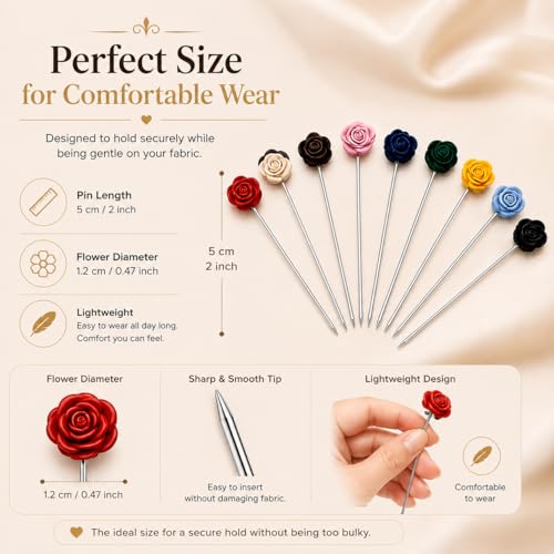 Image of MeiSie Designer Studded Flowers Shape Hijab Pins for Women and Girls Multicolour - Pack of 10 pcs