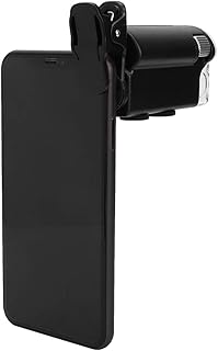 ASHATA 60-100X Clip-on Microscope with LED Light, Portable Magnifier Loupe Pocket Magnifying Lens Glass for Universal Mobile Phones, Mini Plus Pocket Microscope Lighted