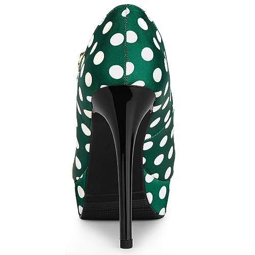 Allegra K Allegra K Women's Platform Mary Jane Polka Dots Stiletto Heel Dark Green Pumps 9 m US