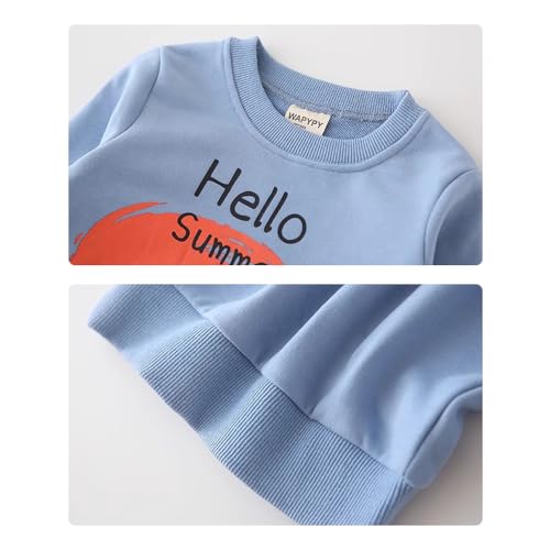 Image of GFQLONG 2 Pack Toddler Boys Long Sleeve Pullover Crewneck Tops Shirts, Cotton Warm Dinosaur Cartoon Sweatshirts,Red+Blue,1-2T