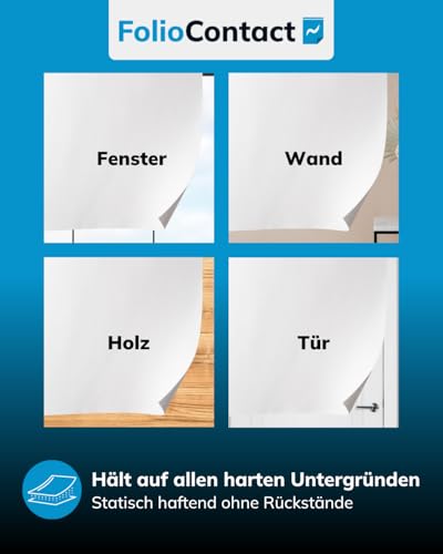 Folio Contact Whiteboard Folie – elektrostatisch haftend, wiederbeschreibbar & abwischbar – haftet ohne Kleber auf allen glatten Flächen – 60 x 80 cm - 25 Blatt - inkl. 1 board marker