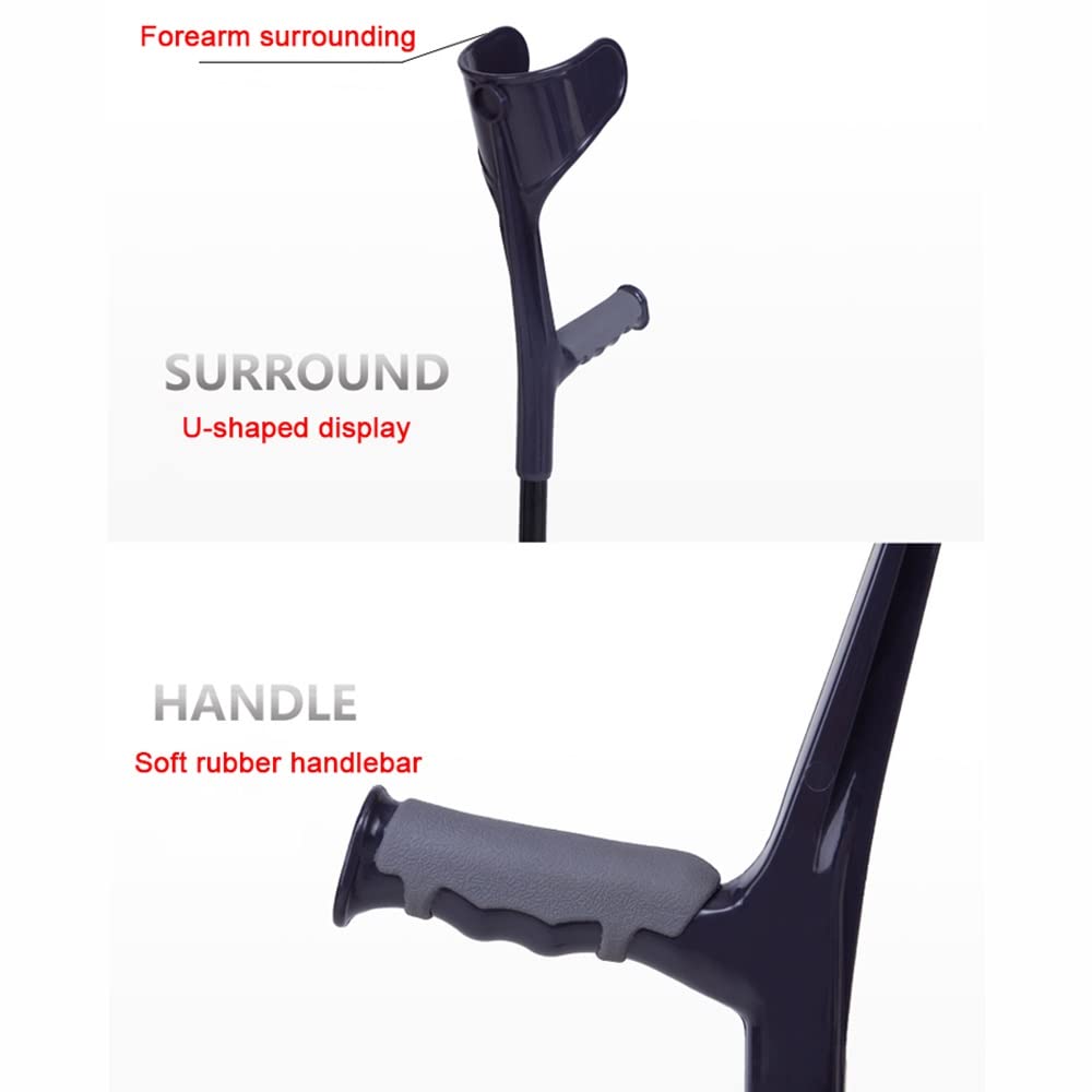 KADEUX Muletas De Aluminio para Adultos, Muletas Plegables para El Antebrazo Muleta De Viaje Muletas De Codo De Viaje, Muletas Juveniles Andador Portátil, Ajustable En Altura, Negro (Color : Black)