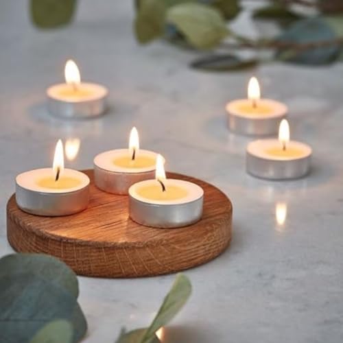 Image of Scented Tealight Candles, Basil Fragrance, Pack of 20, White Wax Tea Light Candles for Home Decor, Pooja, Diwali & Festivals