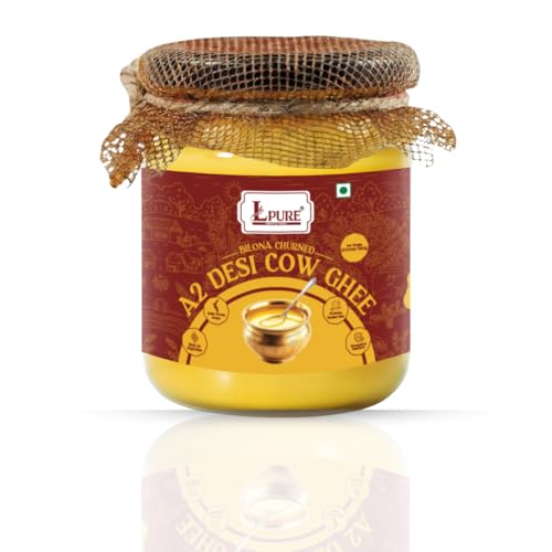 Image of LPURE A2 Cow Ghee 500ML | Desi Ghee in Glass Jar | Bilona Method | Grass-Fed | Curd-Churned | Cultured Ghee | Pure, Natural, Healthy | Keto-Friendly | Lab Tested