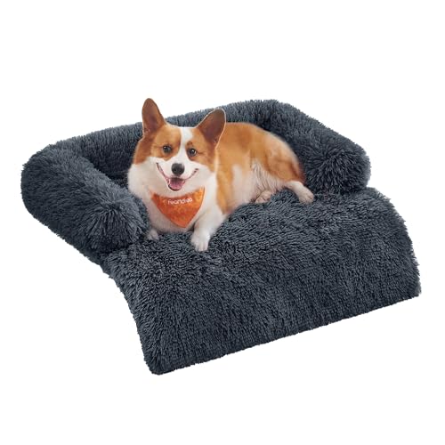 Feandrea FluffyHug Hundebett Plüsch, Hundedecke Sofa, Sofaschutz Hund, Hundekissen, Größe L, für mittelgroße Hunde, 95 x 85 x 16 cm, dunkelgrau PGW222G02