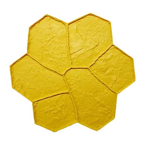 New Random Stone Concrete Stamp Single by Walttools | Decorative Stone Tile, Rotational Pattern, Sturdy Polyurethane Texturing Mat, Realistic Detail (Rigid/Yellow) Cover