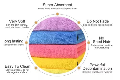 Image of Khillayox Microfiber Cleaning Towel 300 GSM Multicolor Thick Lint & Streak-Free Multipurpose Cloths | Microfiber Towels for Car, Bike Cleaning, Polishing, Washing & Detailing Set of 3-30x40 cm