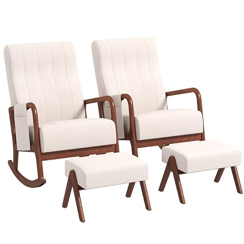 KOMFOTT Rocking Chair with Ottoman Set of 2, Upholstered Rocker