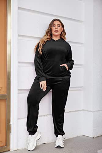 In'voland Plus Size Tracksuits Set For Women 2 Piece Sweatsuits Velour Outfits Pullover Hoodie And Sweatpants With Pockets 1X #TOP1