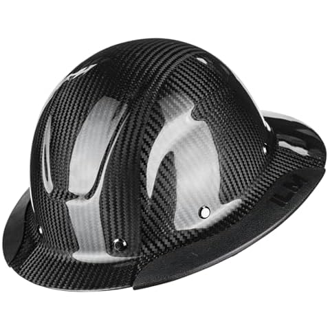 ILM Carbon Fiber Full Brim Hard Hat for Men with 4-8 Point Suspension OSHA and ANSI Construction Safety Hat Model MS401, CarbonFiber Cover