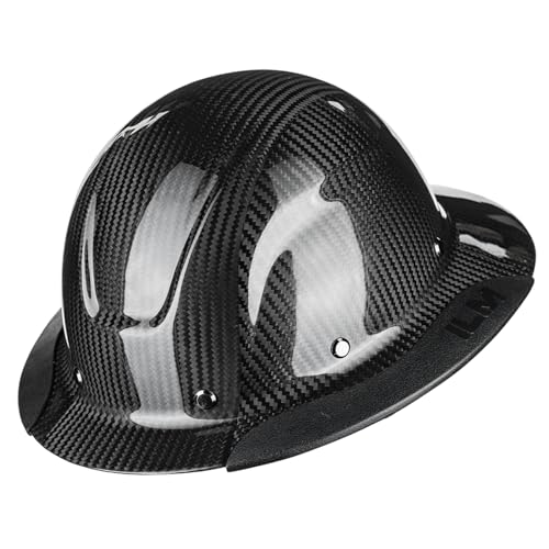 ILM Carbon Fiber Full Brim Hard Hat for Men with 4-8 Point Suspension OSHA and ANSI Construction Safety Hat Model MS401, CarbonFiber