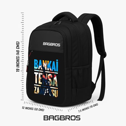 Image of Bagbros Anime Printed Bleach ICHIGO Bankai 30L Waterproof Backpack | Anime Laptop Backpack, School Bag, College Bag, Printed School Backpack