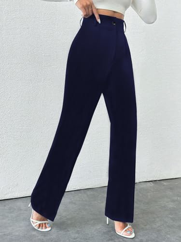 Image of Toochki Trousers for Woman Pants Women's Formal Office Korean | Black Track Pant | Straight | Cotton Spandex Stretchable Trouser | High-Waisted Bottom Wear