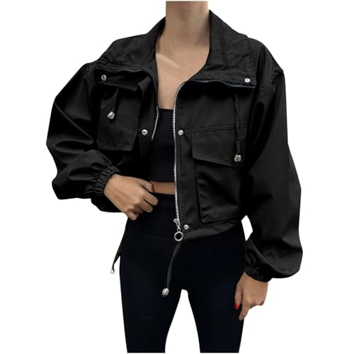 Juniors Long Sleeve Jackets Outfit for Women Loose Fit Hooded Plain Winter Fall Jacket 2025 Y2K2