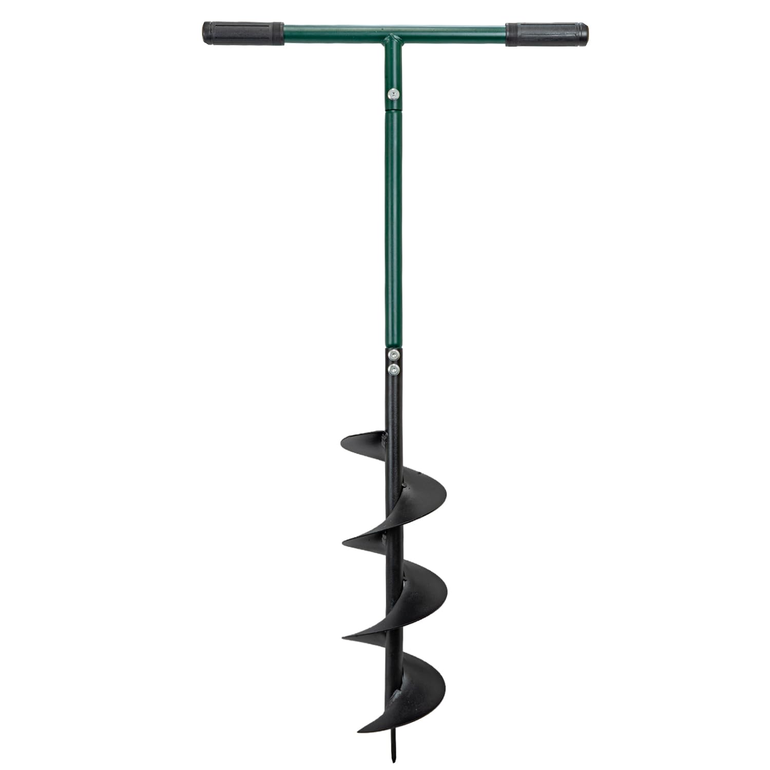 Woodside Manual Post Hole Digger Fence Post Auger Drill | Heavy Duty Steel Earth Auger with Rubber Grip Handles | 15cm Spiral Blade | Manual Ground Drill for Fence Posts, Trees, Decking & Gardening