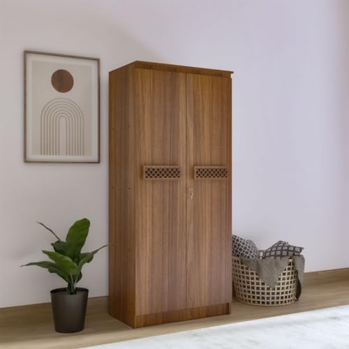 Image of COUCH CULTURE Engineering Wooden Wardrobe Almirah for Cloth with 2 Doors | Almirah for Clothes Wooden | Wardrobe Organizer | Multipurpose | Leon Teak, Model - Sydney 1 Year Warranty