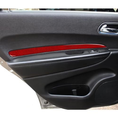 Image of Car 4 Doors Strips Panel Decals for 2011-2026 Dodge Durango Accessories Carbon Fiber Stickers, Red