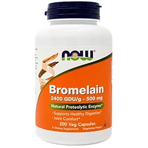NOW Bromelain 500 mg, 200 Veg Capsules – Natural Pineapple, Proteolytic Enzyme Supplement, 2400 GDU