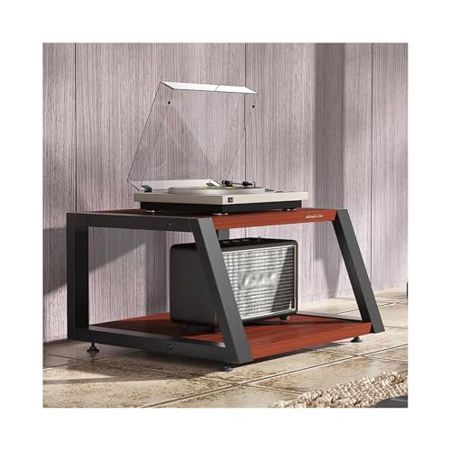 Soporte para reproductor de discos, estante multimedia AV de 2/3/4 niveles, estantes de esquina de madera, torre de audio estéreo, almacenamiento de consola para televisor/impresora (negro, 35 cm)