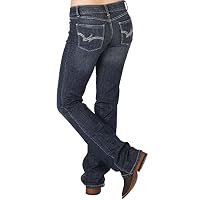Wrangler Women's Western Mid Rise Stretch Boot Cut Jean, Navy, 9-36