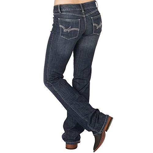 Jean western semi-évasé Wrangler pour femme denim bleu marine taille mi-haute extensible