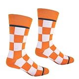 Tennessee Checkerboard Orange and White Men's Socks | Apparel Gift for Tennessee Vols | University of Tennessee Socks | Gift for TN Volunteer Fans and Alumni