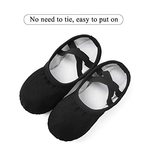 Stelle Girls Ballet Shoes Toddler Canvas Yoga Ballet Slippers No-Tie Boys Dance Shoes (Toddler/Little/Big Kid)(Black,8Mt) #TOP4