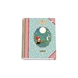 Plastificado mate Cuaderno espiral A5 Tapa dura 100 hojas - Santoro - Poppi Loves - Moon