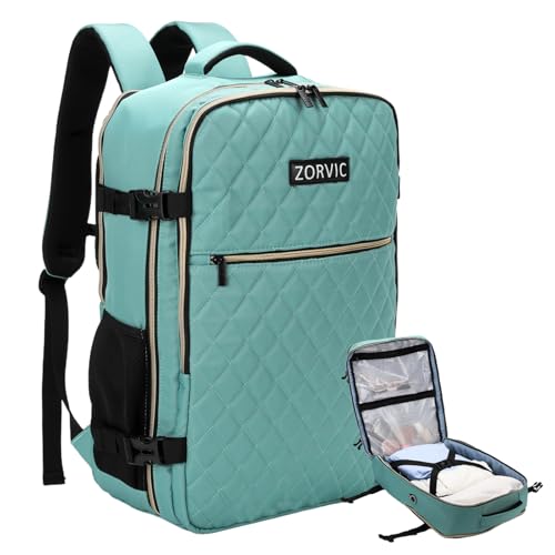 Travel Backpack for Women, Flight Approved Carry On Backpack, 17” Laptop Backpack for Women, Personal Item Bag for Weekender, Business (N-Green)