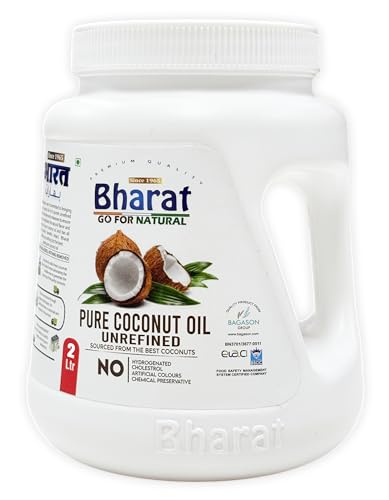 Bharat Pure Coconut Oil 2 Litre | Unrefined | Sourced from the Best Coconuts | Edible for Cooking