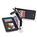 Produktbild caseme Leder tasche Flip Cover für iPhone 6 6S Plus 5.5", Geldbörse mit Reißverschluss großes Fach, 13 x Kreditkarte Slots Und Bilderrahmen (schwarz)