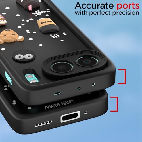 Image of Pikkme Back Cover for OnePlus Nord 4 5G | Cute Fun Cartoon 3D Bear Silicone Full Body Protection Bumper Case (Black)