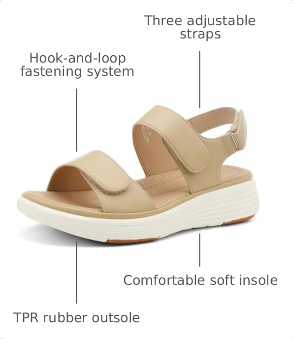 Image of UBFEN Womens Platform Sandals Wedge Walking Comfortable Casual Adjustable Strap Lightweight Open Toe