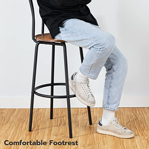 Hoobro Bar Stools, Set Of 2 Bar Chairs, 27.8 Inch High Bar Height Stools With Backrest, Breakfast Bar Chairs, Solid And Stable, Industrial Style, Easy Assembly, Rustic Brown And Black Bf04By01G1 #TOP6