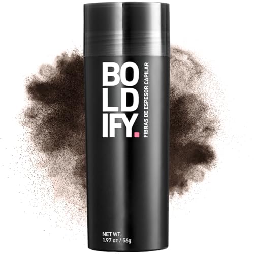 BOLDIFY - Fibras capilares, ocultan completamente la pérdida del cabello, 100% fibras de algodón no detectables, bote gigante de 56 g, engrosamiento instantáneo del cabello (Castaño oscuro)