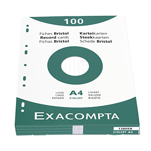 Exacompta Cartão de gravação forrado Bristol, A4 - branco, pacote com 100