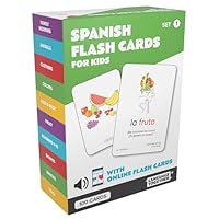 Spanish Flash Cards for Kids: 100 First Spanish Words with Online Audio - Learn Colors, Shapes, Numbers 1-10, Animals and More Beginner, Everyday Words - 100 Cards