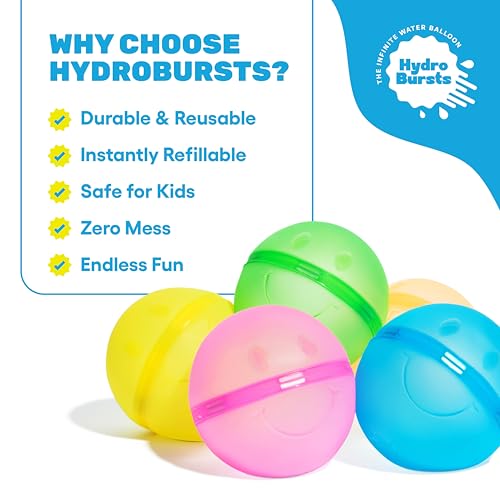 Image of Hydroburst 6-pack Reusable Water Balloons by Relatable, For The Pool, Beach Toys And Outdoor Play Toys, Includes 6 Refillable Balloons