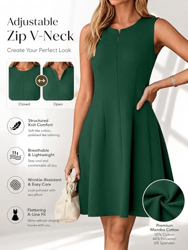 Simplee Womens Summer Sleeveless Mini Dress A Line Bussiness Casual Cocktail Party Short Dresses Ink Green XL — view 4
