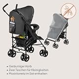 LIONELO Elia Buggy Klein Zusammenklappbar Kinderwagen Bis 15 Kg, Rücken Und Fußstützenverstellung Hinterradbremse, Moskitonetz, Einkaufskorb