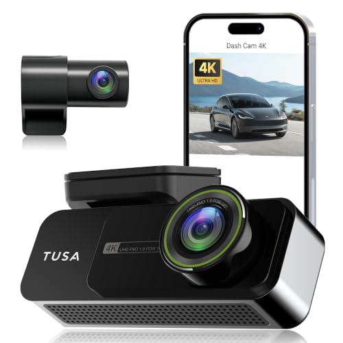 Image of TUSA 4K Front & 1080 Rear Dash Camera | WiFi Car Dash Cam | Super Night Vision | 6-Layer Lens | Loop Recording | Emergency Recording | Parking Monitor & Type-C Connectivity