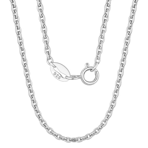 IDELUSH Cadena Plata Mujer de Ley 925 - Collar Plata Esterlina 50 cm Fino y Resistente - Gargantilla Brillante Estilo Italiano para Uso Diario y Regalo - Joyería Elegante para Mujer, Novia, Madre