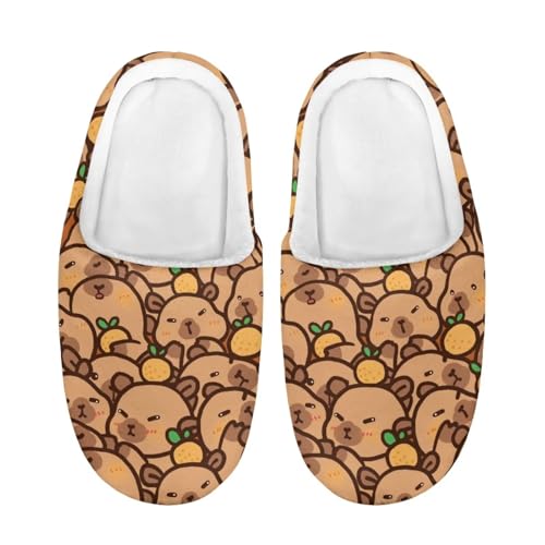 POLERO Cute Capybara Slippers Kids Boys Fluffy Slippers for Girls Warm House Shoes Winter Shoes for Bedroom Size 11-12 EU28-29