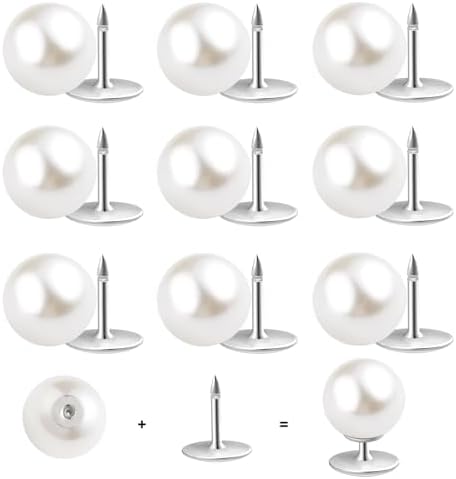 10 Sets Pearl Buttons No Sew Buttons Pearl Brooch Pins Fixed Pins...