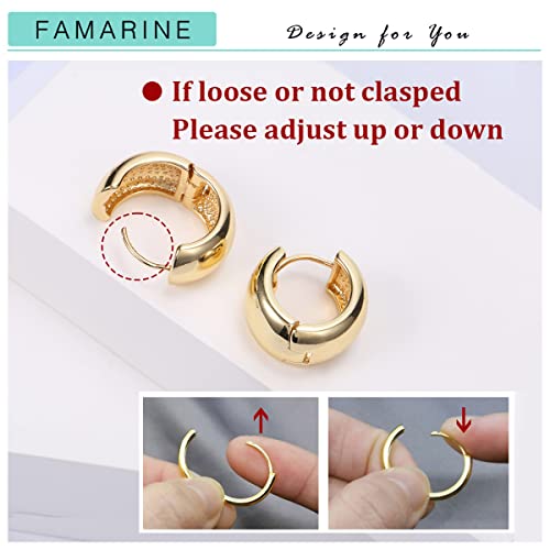 FAMARINE Gold Plated Thick Hoop Earrings for Women and Men